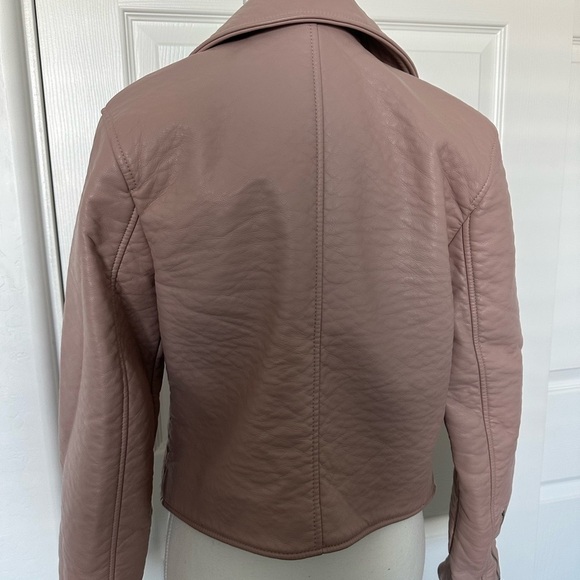 A&F Rose Pink Faux Leather Moto Jacket - M - Picture 3 of 4